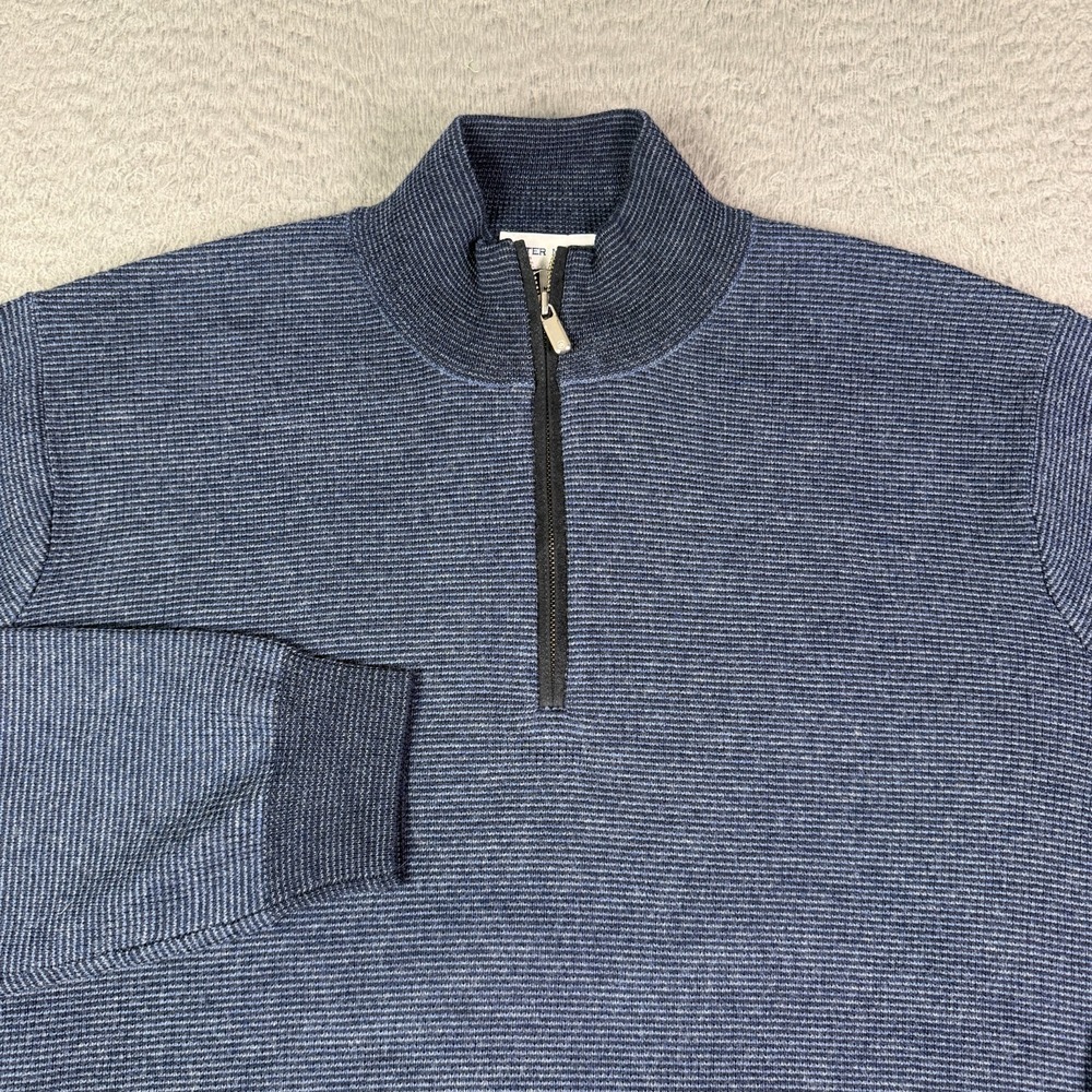 Peter Millar Merino Wool West Quarter-Zip Sweater Mens M Blue Pullover MF25S53